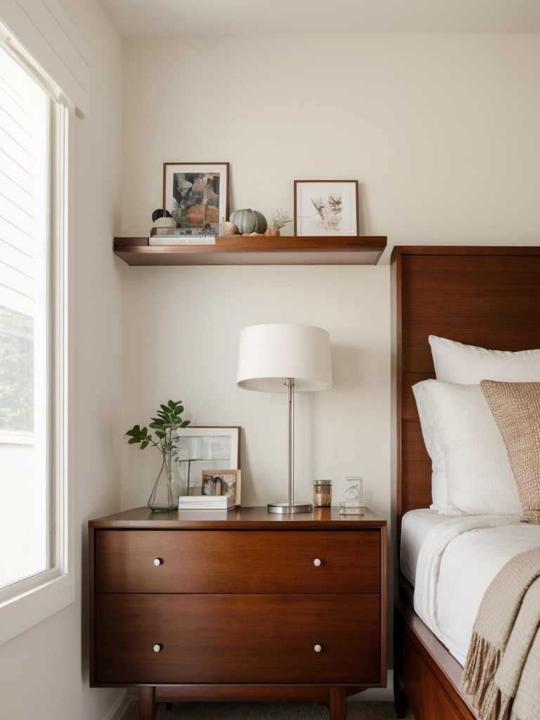 Maximize Floor Space with Sleek Wall-Mounted Shelves in Your Bedroom