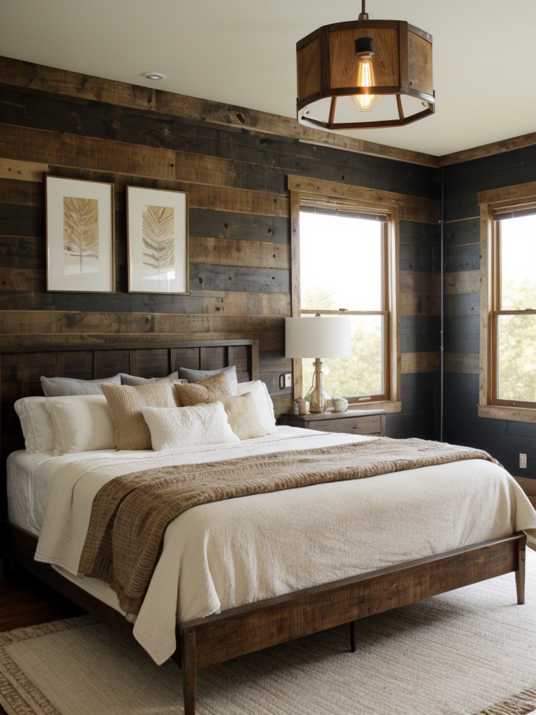 Modern Rustic Bedroom: Embrace Retro Elegance with Reclaimed Wood and Cowhide