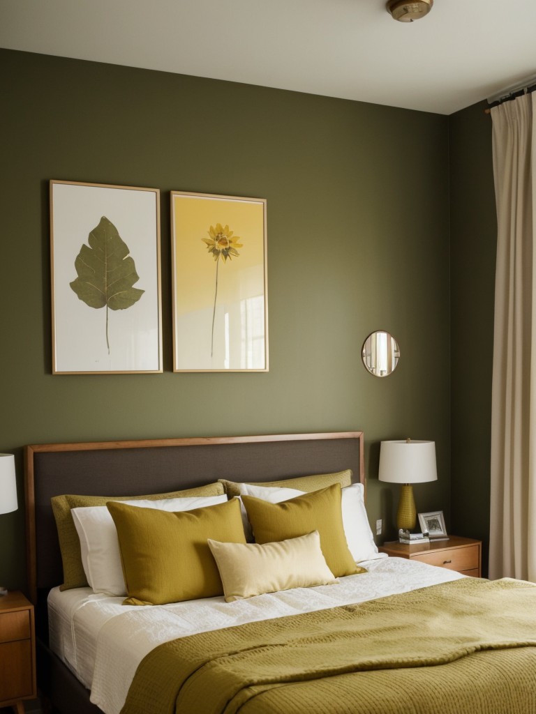 Chic and Cozy: Mustard Yellow and Olive Green Bedroom Vibes!