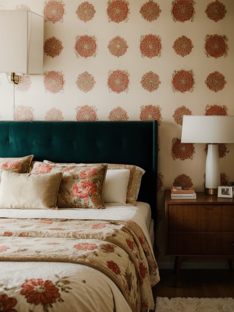 Retro Chic: Transform Your Bedroom with Bold Wallpaper!