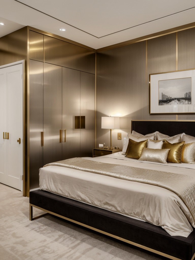 Chic Metallic Accents for a Glam Apartment Bedroom