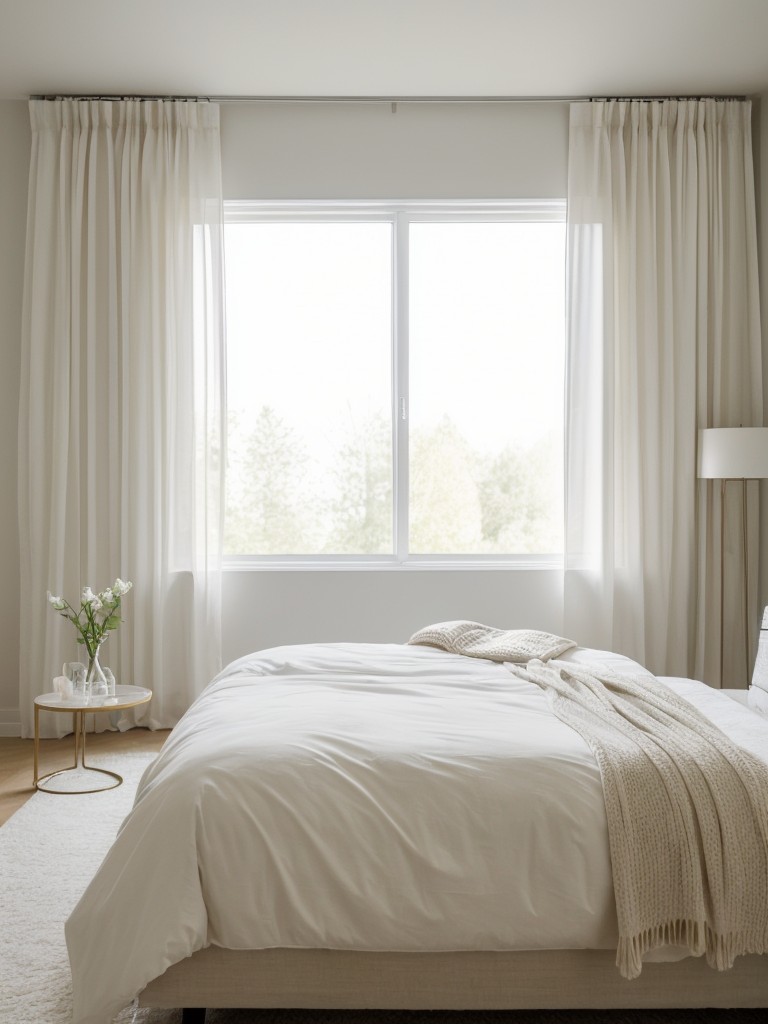 Chic Apartment Bedroom: Let Natural Light In with White Curtains!