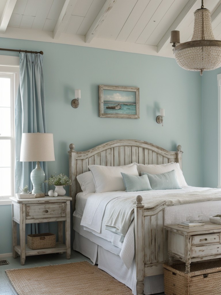 Coastal Chic: Relaxing Apartment Decor with Weathered Furniture.