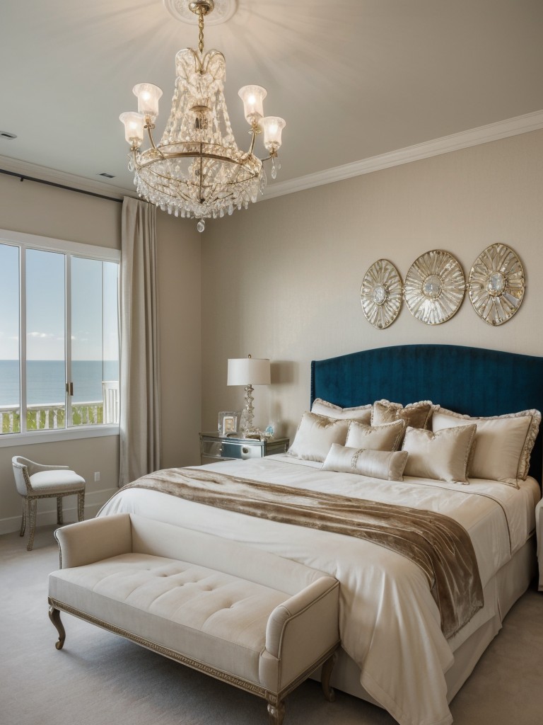 Coastal Chic: Elevate Your Apartment with Luxe Velvet and Crystal Accents