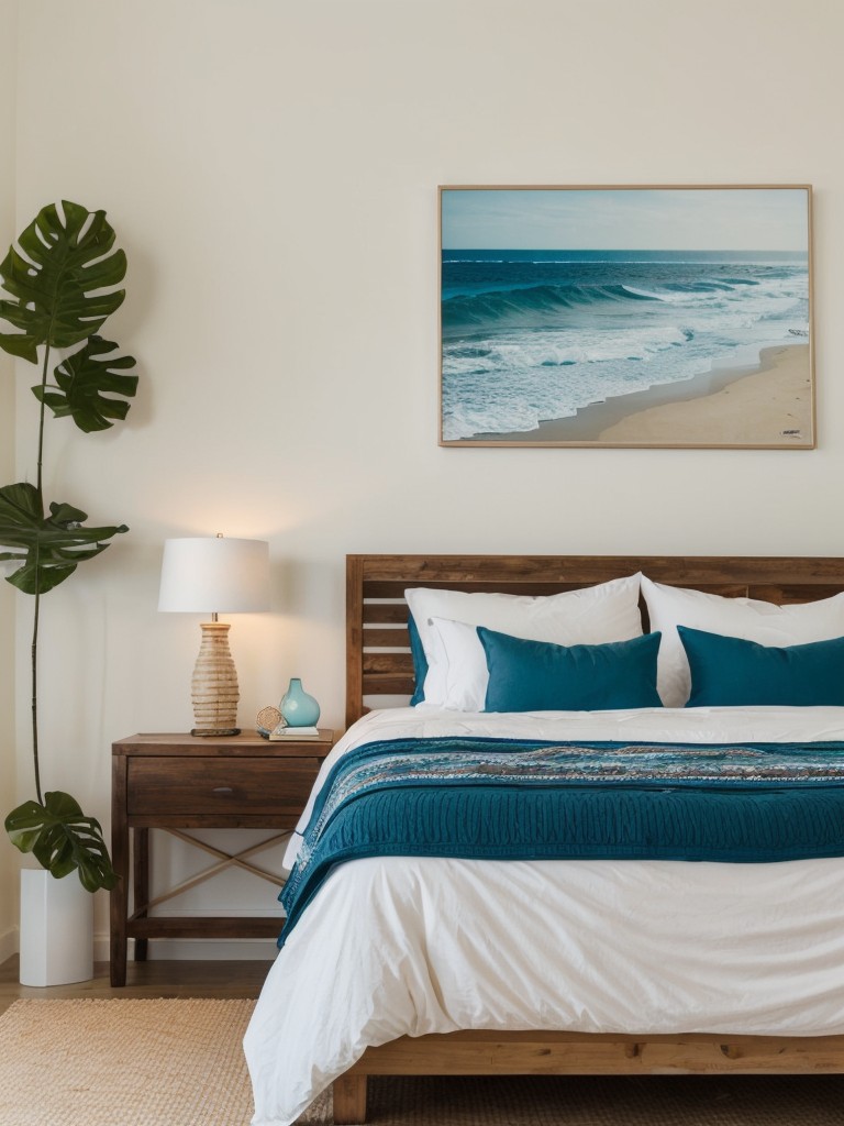 Coastal apartment vibes: Beach-inspired accessories for a fresh, adventurous bedroom decor! ?????