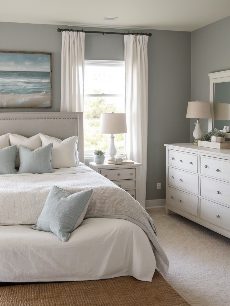 Coastal Apartment Bliss: Serene Bedroom Decor for Relaxation.