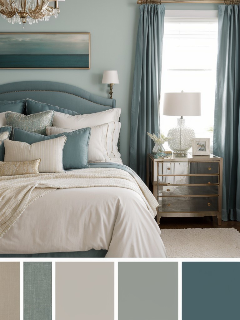 Glamorous Coastal Bedroom: Transform Your Space with Rich Tones and Metallic Accents