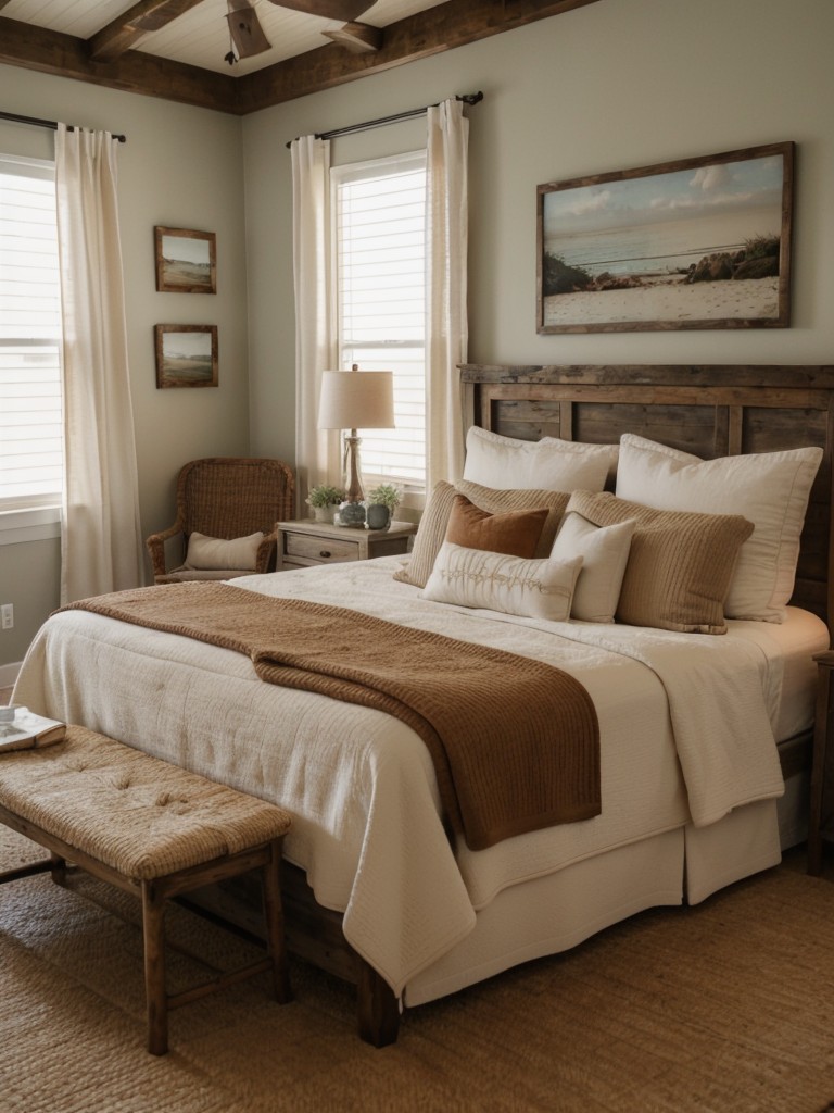 Create a Coastal Bedroom Oasis with Warm Tones & Rustic Furniture