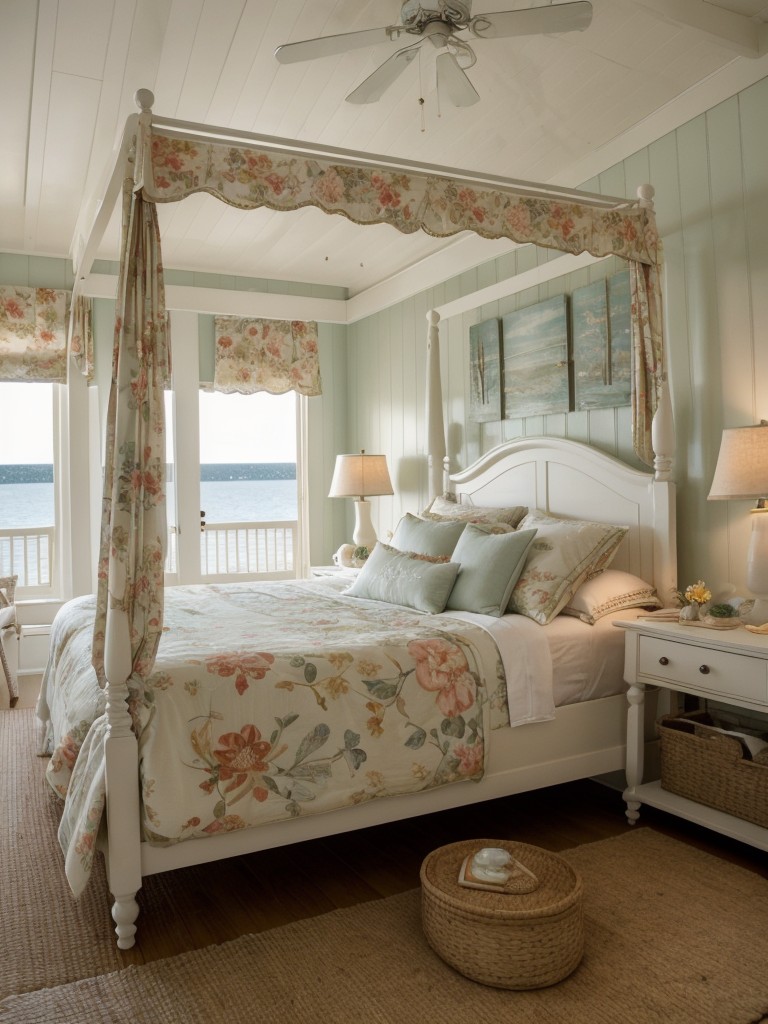 Cozy Coastal Bedroom: Embrace Tranquility with Seashells and Sunsets