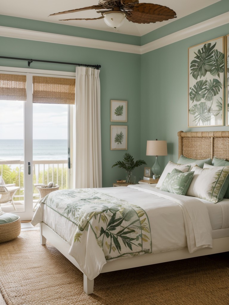 Coastal Bliss: Elevate Your Apartment Bedroom with Botanical Decor.