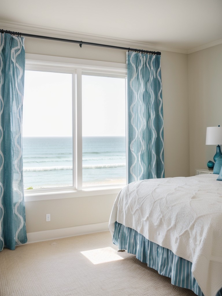 Ocean-Inspired Bedroom Bliss: Transform Your Apartment with Wave Curtains