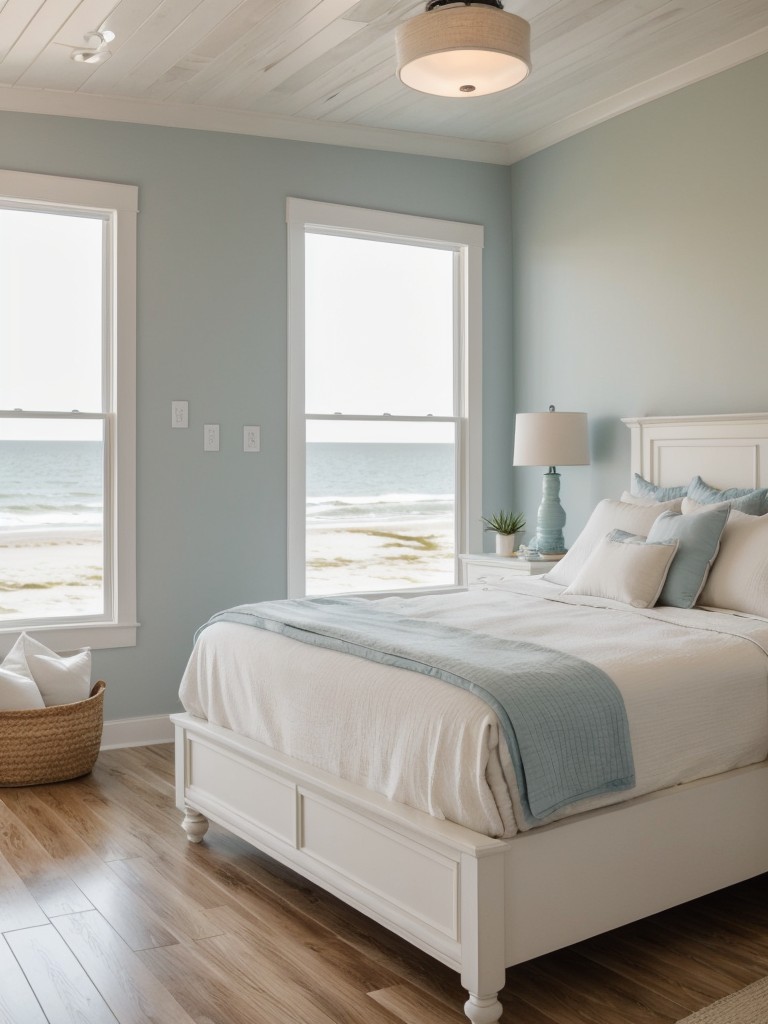 Seaside Chic: Stylish Apartment with Coastal-Inspired Bedroom Decor.