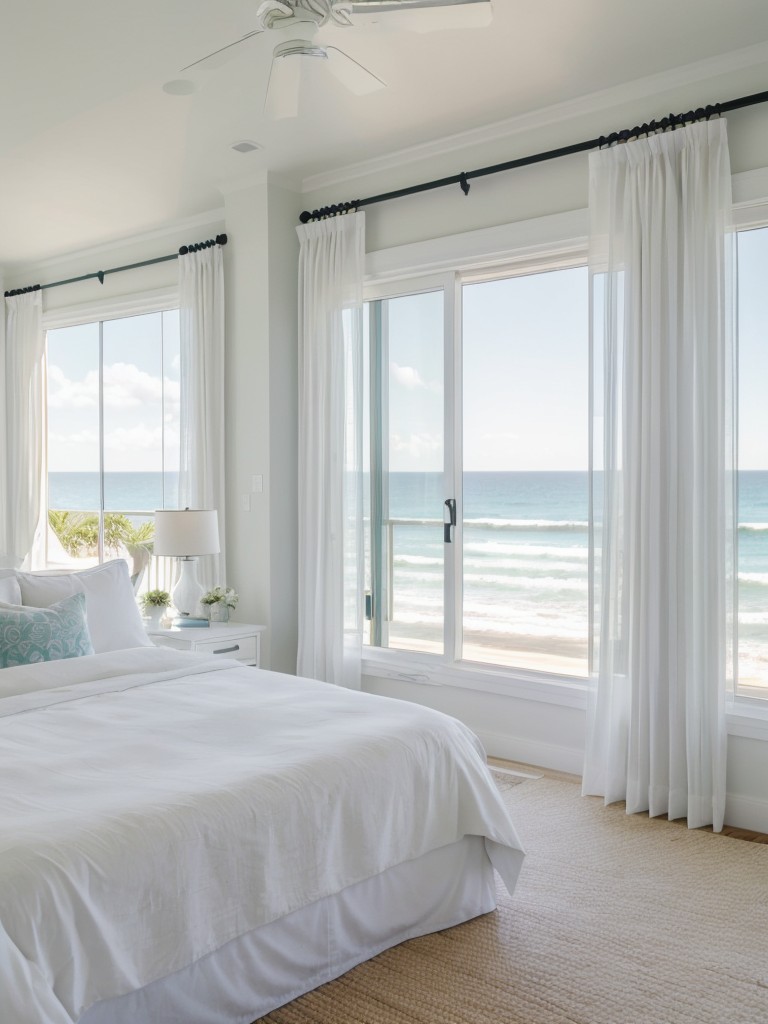 Coastal Bliss: Transform Your Bedroom with Sheer Curtains for a Serene Escape.