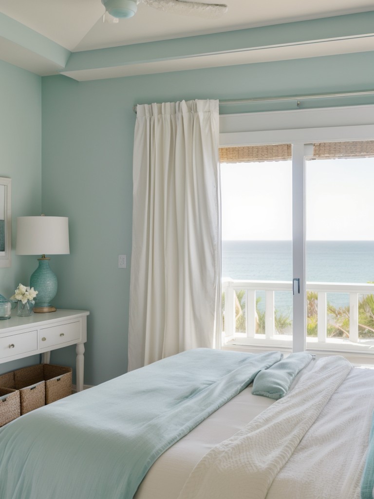 Coastal Oasis: Tranquil Apartment Bedroom with Ocean-inspired Decor