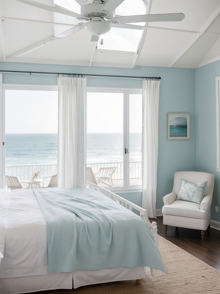 Coastal Bedroom Bliss: Decorate with Sheer White Canopies & Curtains.