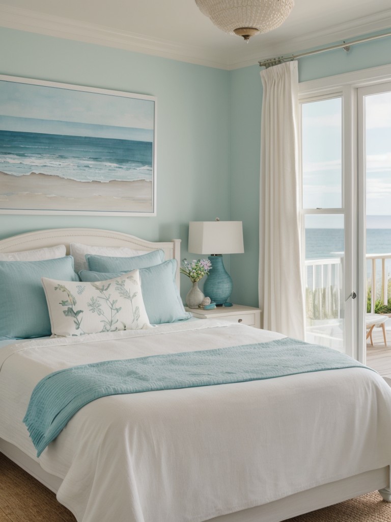 Ocean-Inspired Bedroom Decor: Coastal Artwork for a Serene Escape.