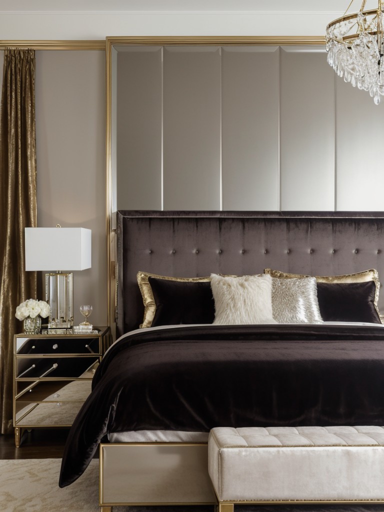 Elevate Your Bedroom with Luxurious Velvet Drapes and Metallic Accents