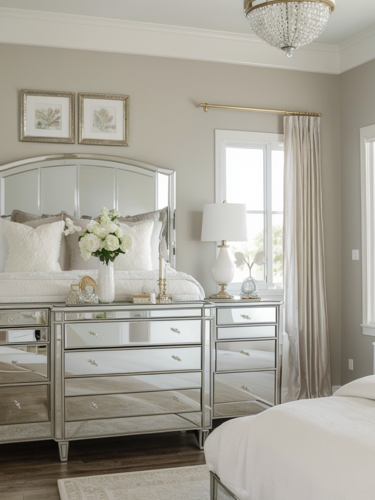 Coastal Glamour: Elevate Your Bedroom with Metallic Accents.