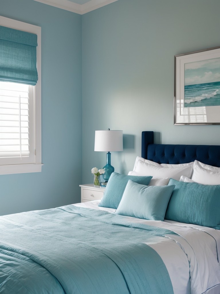 Coastal Vibes: Tranquil Apartment Bedroom Ideas with Blue Accents