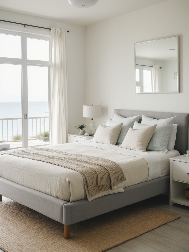 Coastal Zen: Tranquil Apartment Bedroom with Minimalistic Design