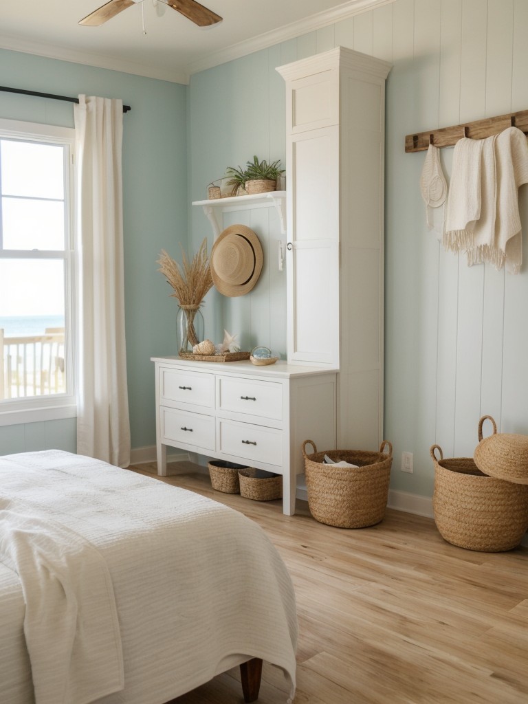 Beachy Bedroom Vibes: DIY Storage with a Weathered Wooden Ladder!