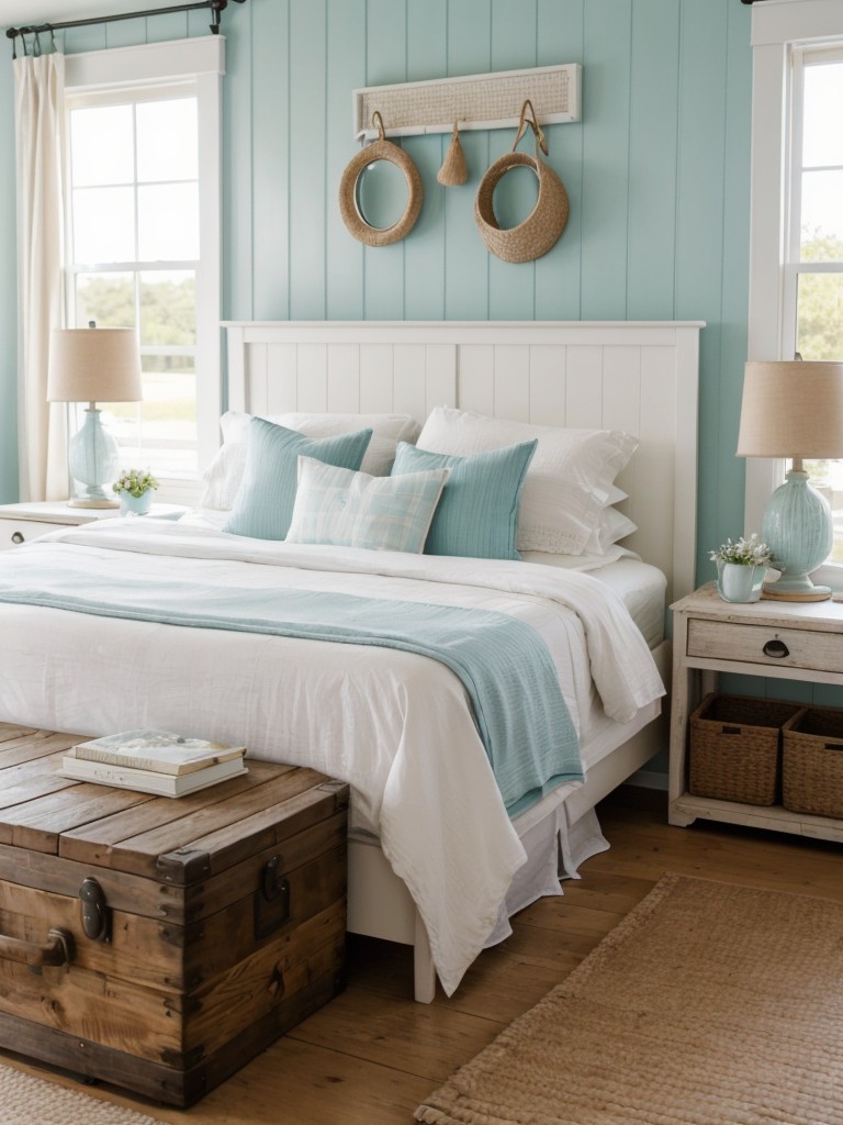 Coastal Bedroom Charm: Stylish Storage Ideas for Beachy Bliss.