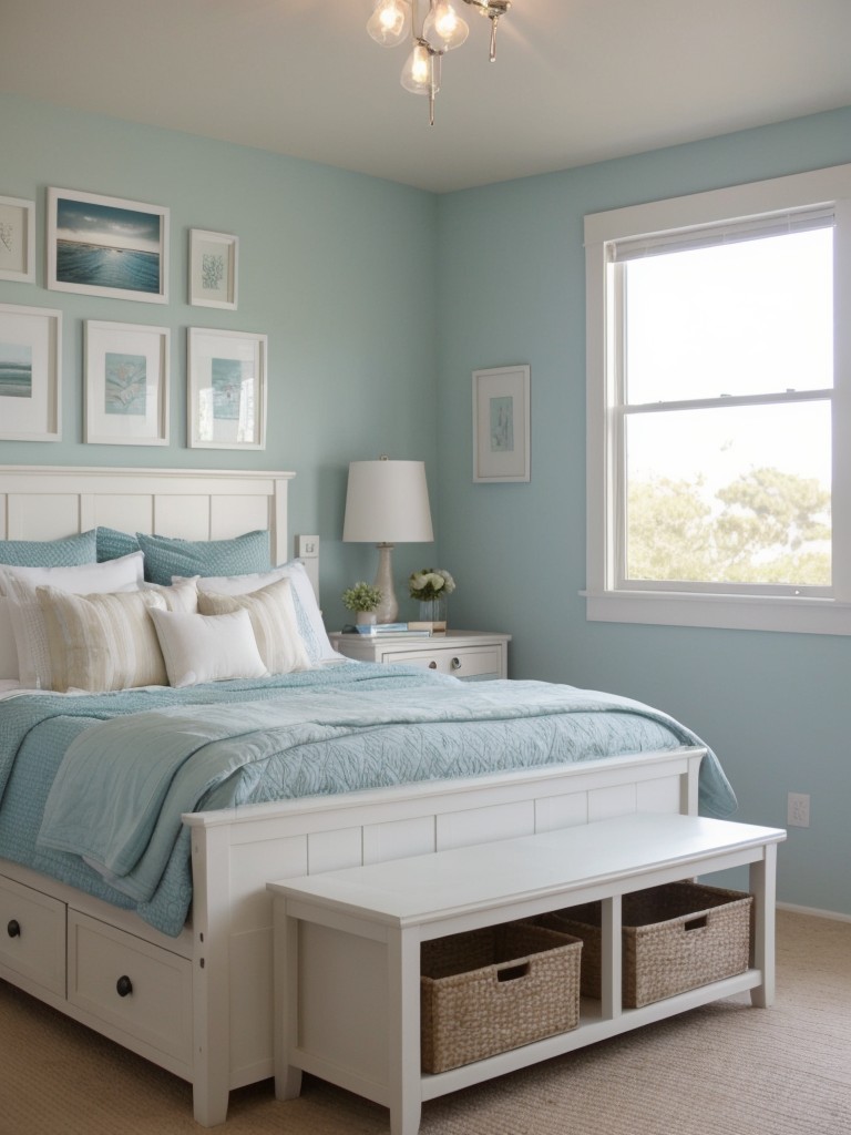 Coastal Chic: Teen Bedroom Makeover with Loft Bed & Stylish Storage.