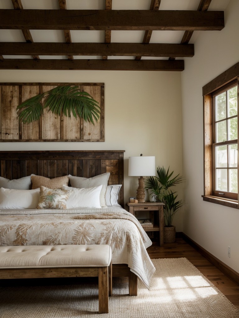 Rustic Charm: Exposed Brick & Wooden Beams for Your Bedroom!