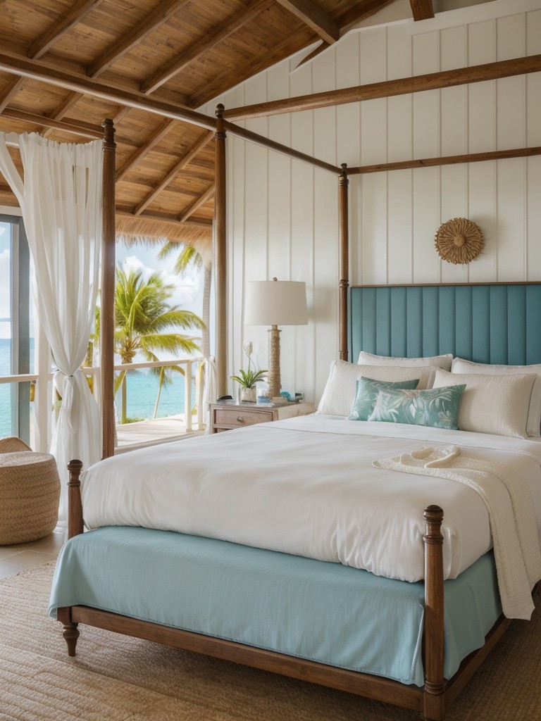 Island Vibes in Your Bedroom: Luxurious Four-Poster Bed and Plush Bedding!