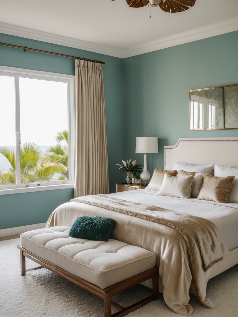 Luxury Bedroom Escape: Island Vibes with Plush Tropical Accessories!