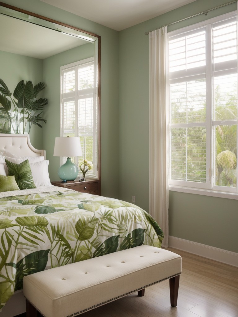 Tropical Vibes for Your Apartment Bedroom! Bring in Natural Light & Create a Spacious Feel.