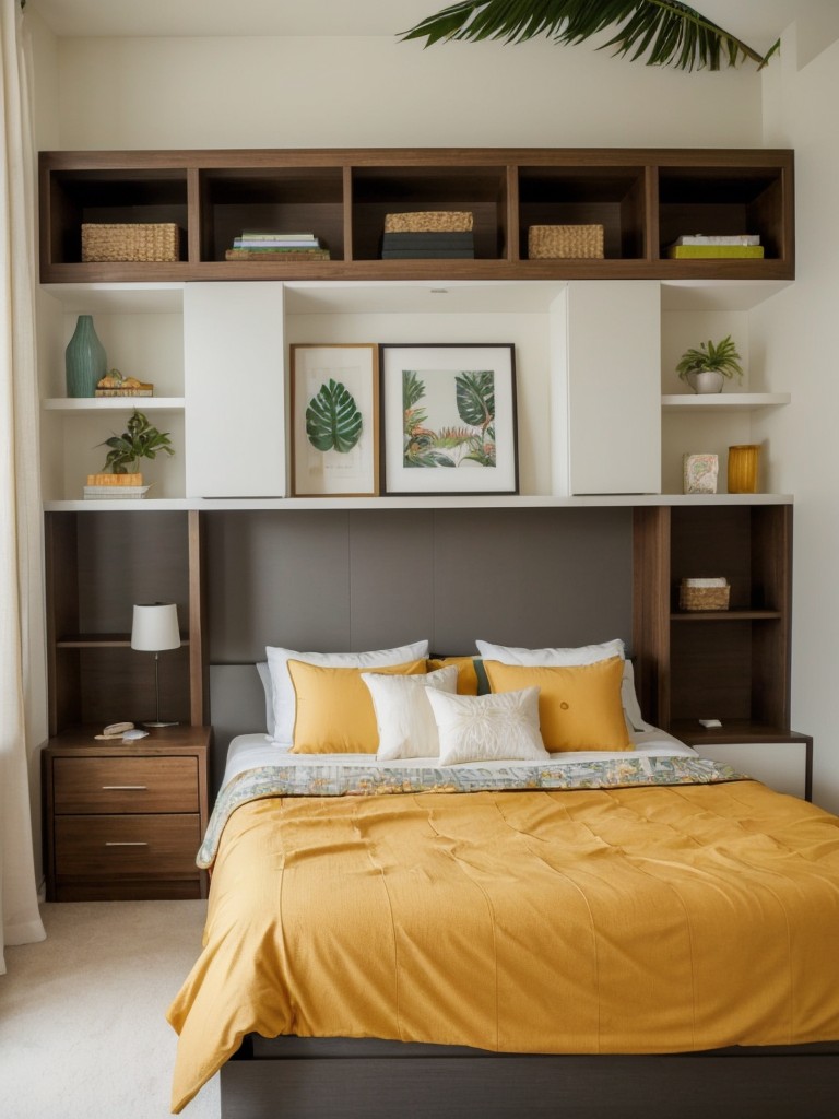 Tropical Bedroom Bliss: Small Apartment Storage Hacks!