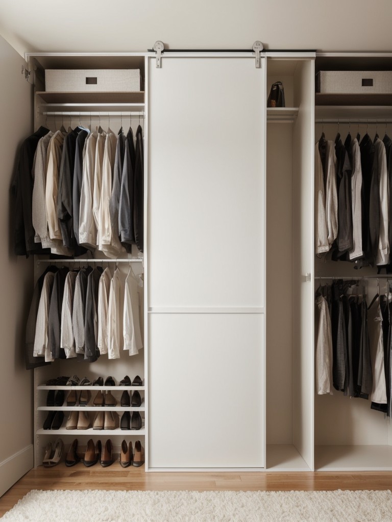 Space-saving storage ideas for small bedrooms. Try a built-in closet with sliding doors!