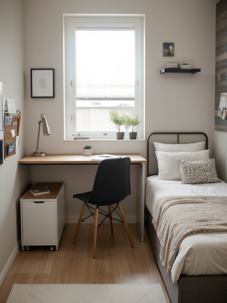 Stylish Apartment Bedroom Makeover: Create a Mini Desk in Small Spaces!