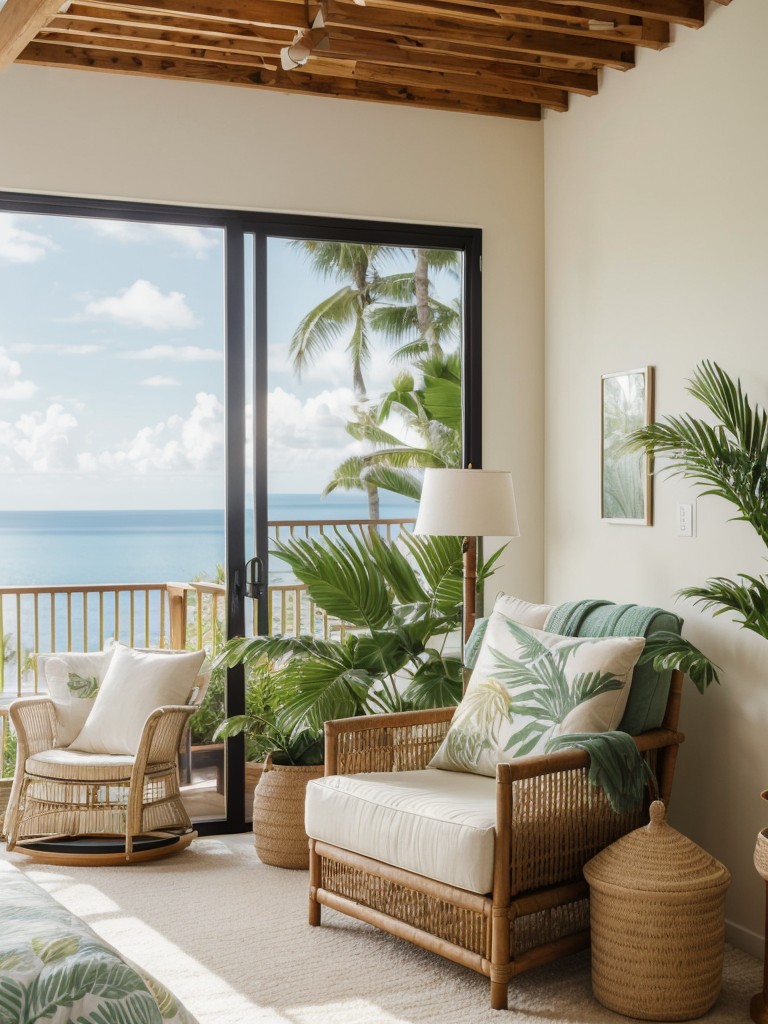 Tropical Bedroom Escape: Create a Cozy Seating Area for Reading and Relaxation