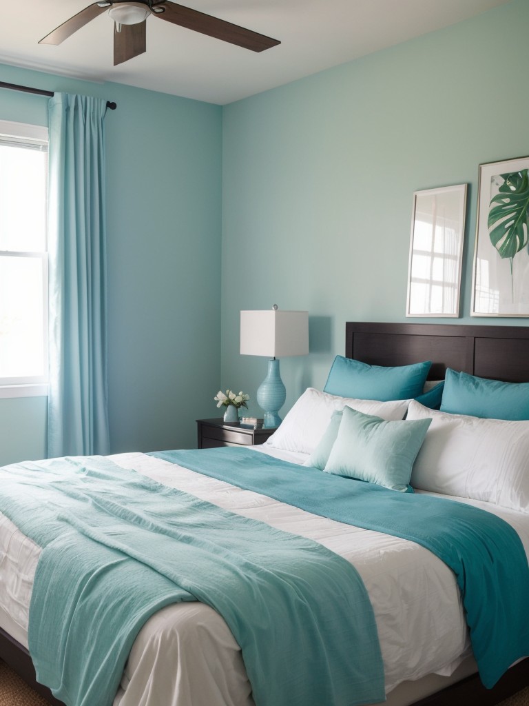 Create a Tropical Oasis in Your Bedroom with Soft Blues and Greens!