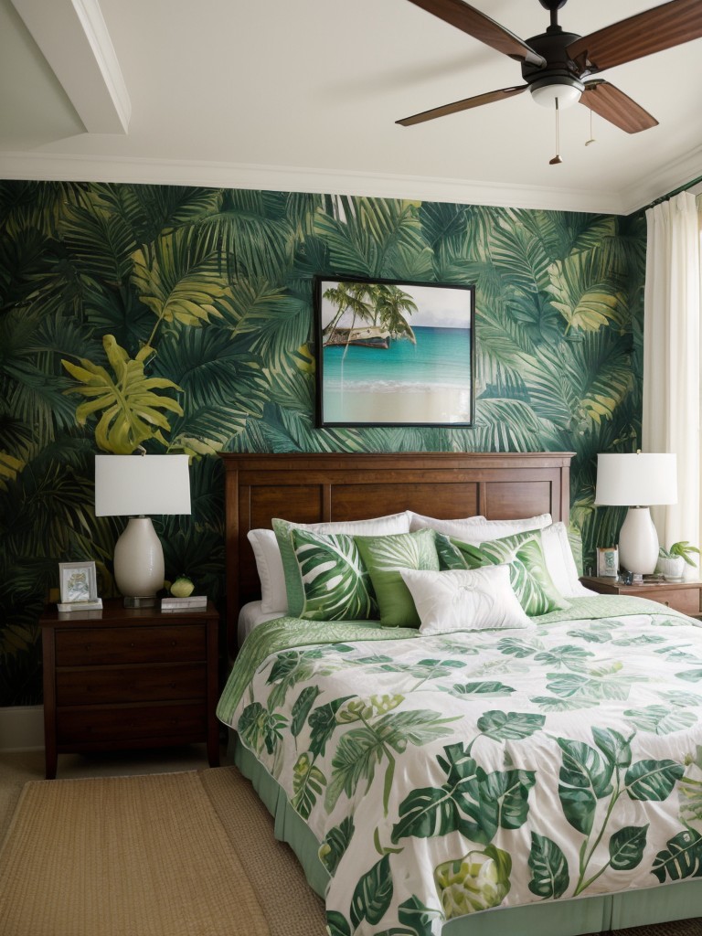 Tropical Vibes for Your Bedroom with Statement Wallpaper