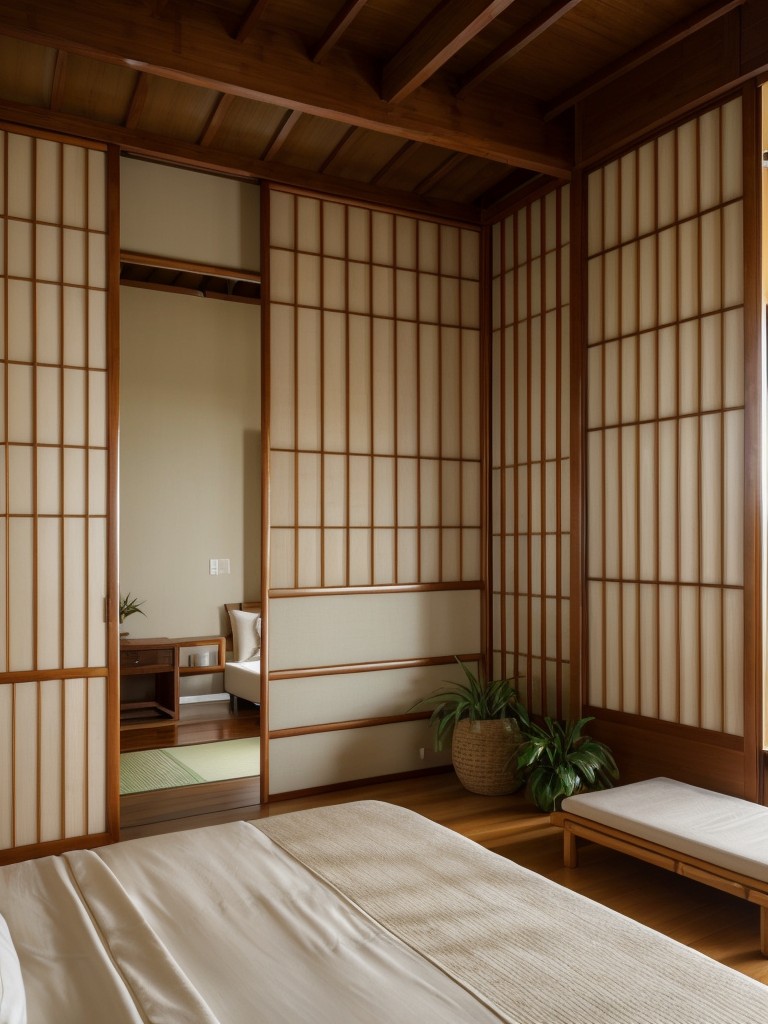 Create a Zen-inspired oasis with bamboo flooring and Japanese-style screen in your bedroom!