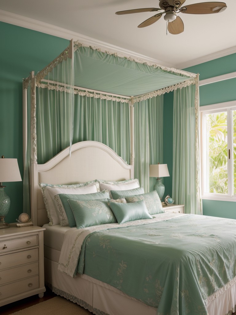 Create a Tropical Oasis with Canopy Beds and Luxurious Bedding!