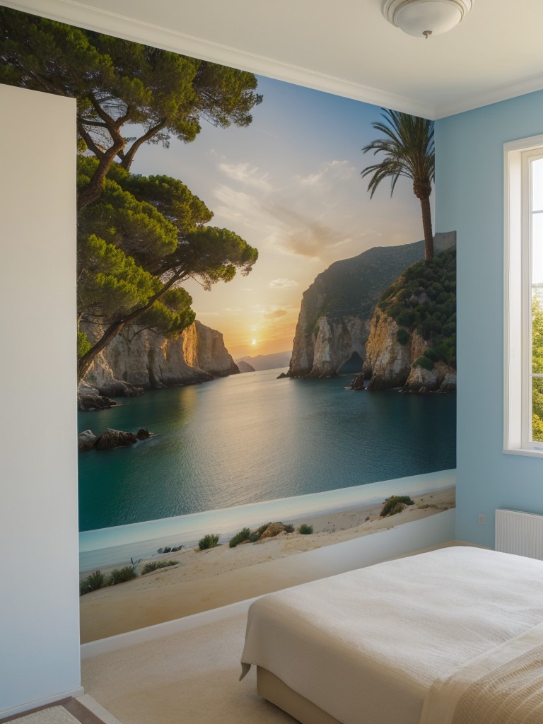 Mediterranean-inspired Bedroom: Transform with a Serene Wall Mural