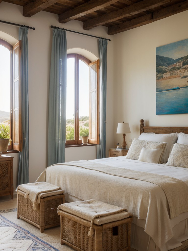 Mediterranean-Inspired Bedroom Decor: Artwork that Captures the Region's Beauty.