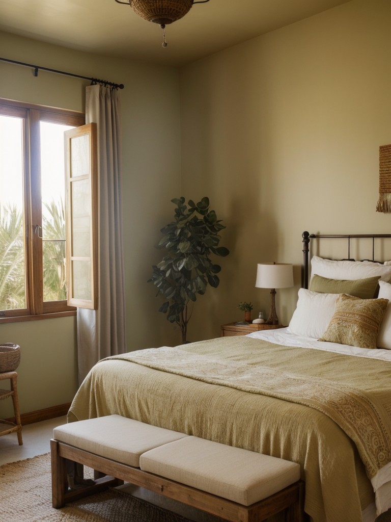 Mediterranean-Inspired Boho Bedroom with Warm Earth Tones