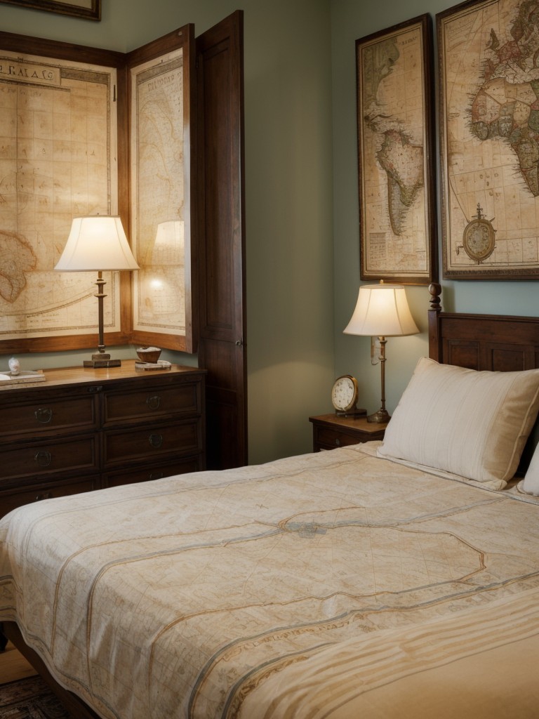 Create a Mediterranean Oasis: Vintage Maps and Globes for Bedroom Decor!