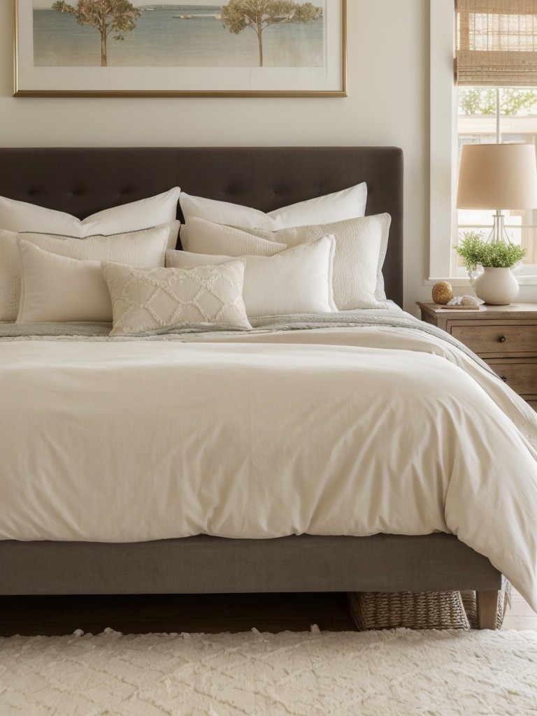 Cozy Mediterranean Bedroom Vibes. Plush pillows and throws for ultimate comfort!