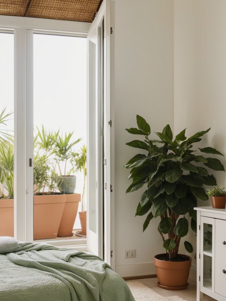 Mediterranean-Inspired Bedroom Oasis: Add Fresh Greenery and Peaceful Vibes!