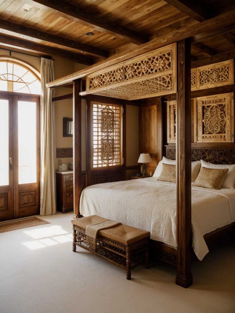 Mediterranean Vibes with an Intricate Room Divider for Your Bedroom