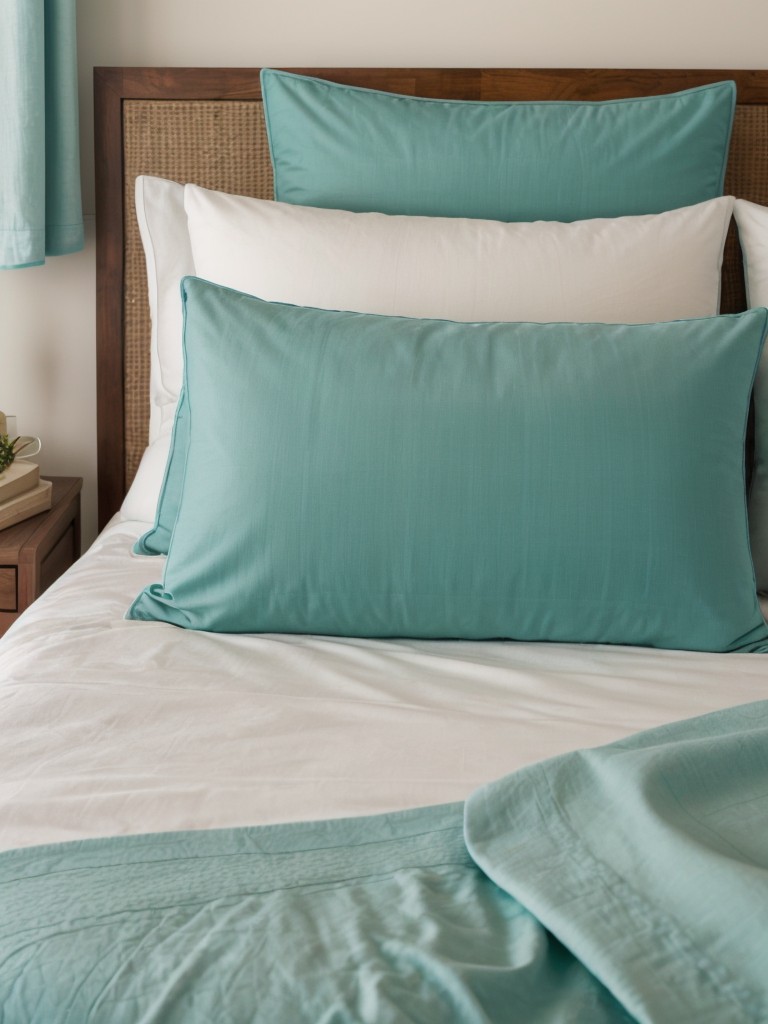 Transform your bedroom with Mediterranean vibes: Turquoise and seafoam green accents!