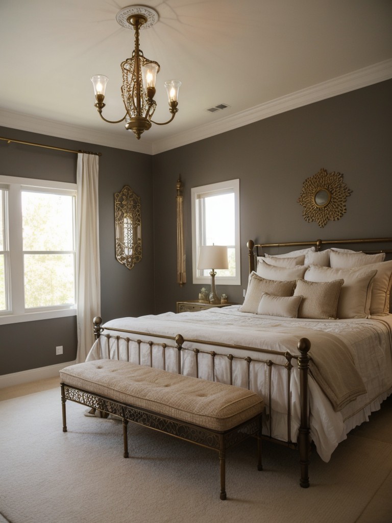 Cozy Mediterranean Bedroom: Let Wrought Iron Light Up Your Space!