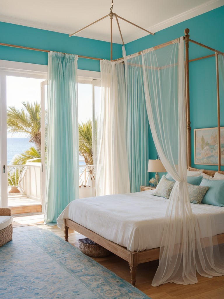 Cozy Mediterranean Bedroom: Draped Canopy & Pastel Hues