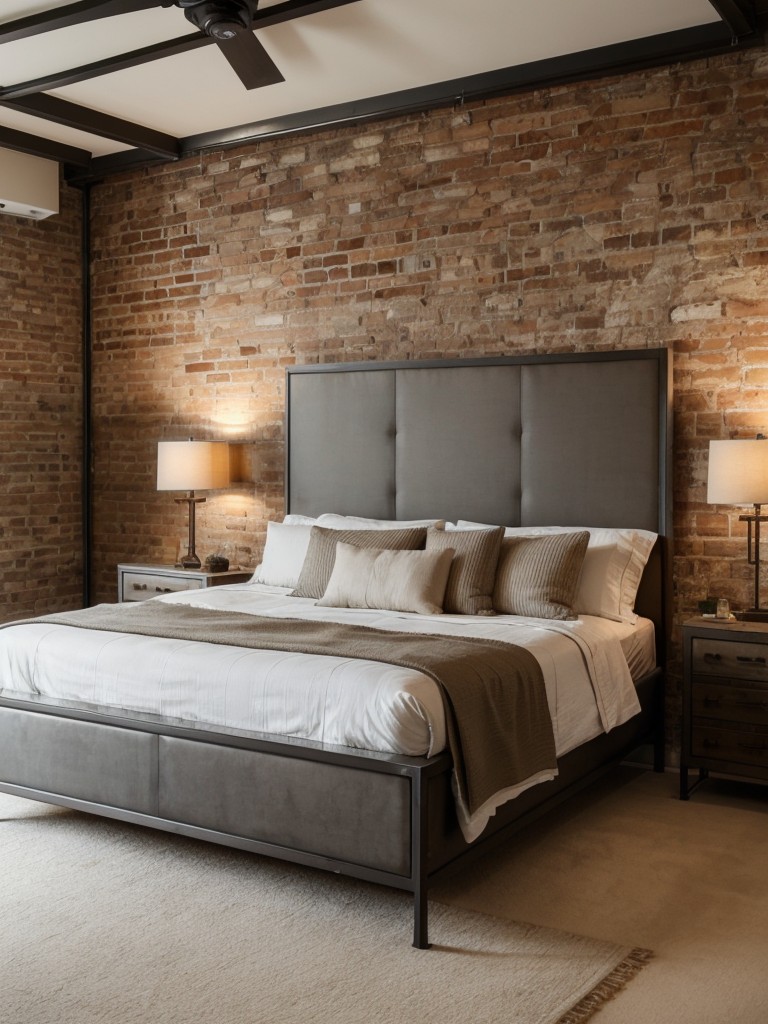 Capture Industrial Chic Charm with Exposed Brick and Metal Accents in Your Bedroom!